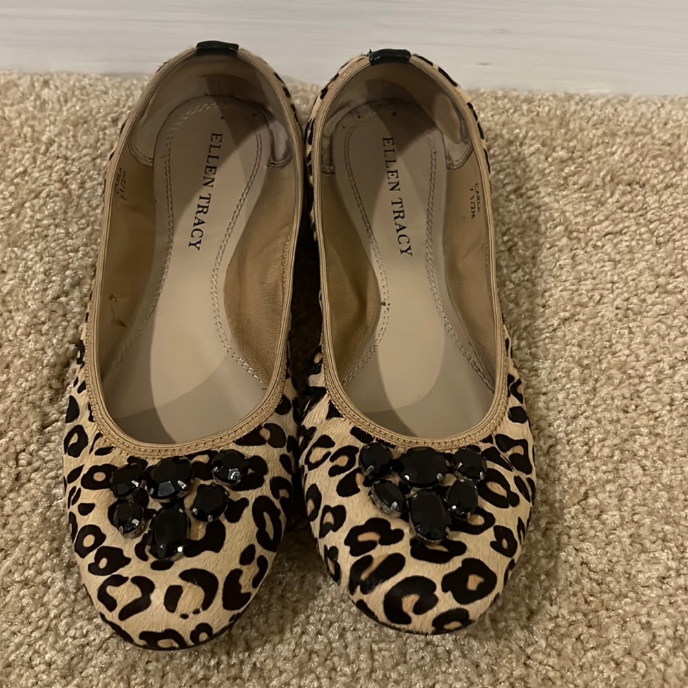 Animal print ballet flat shoes